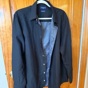 Nick Dunn Men's Black Patterned Dress Shirt Size XL